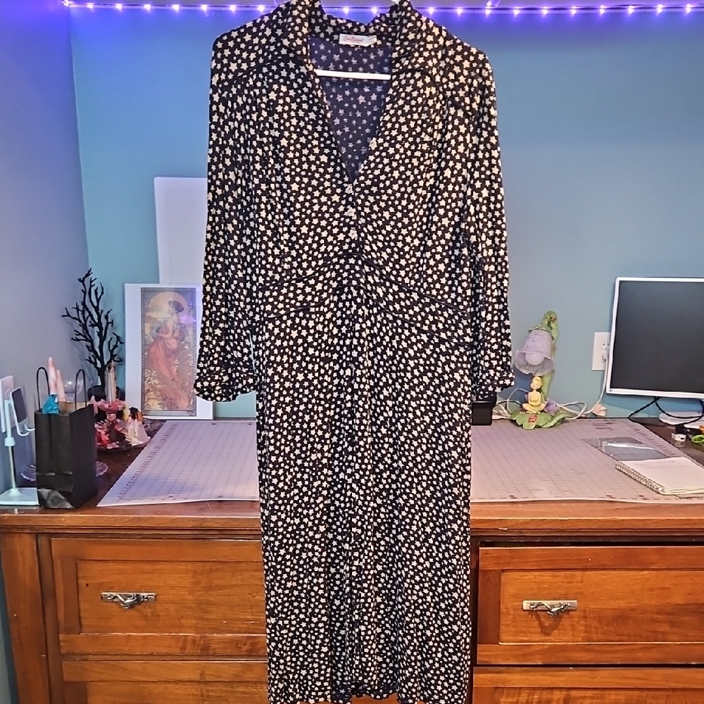 Cath Kidston Navy Star Long Sleeve Dress